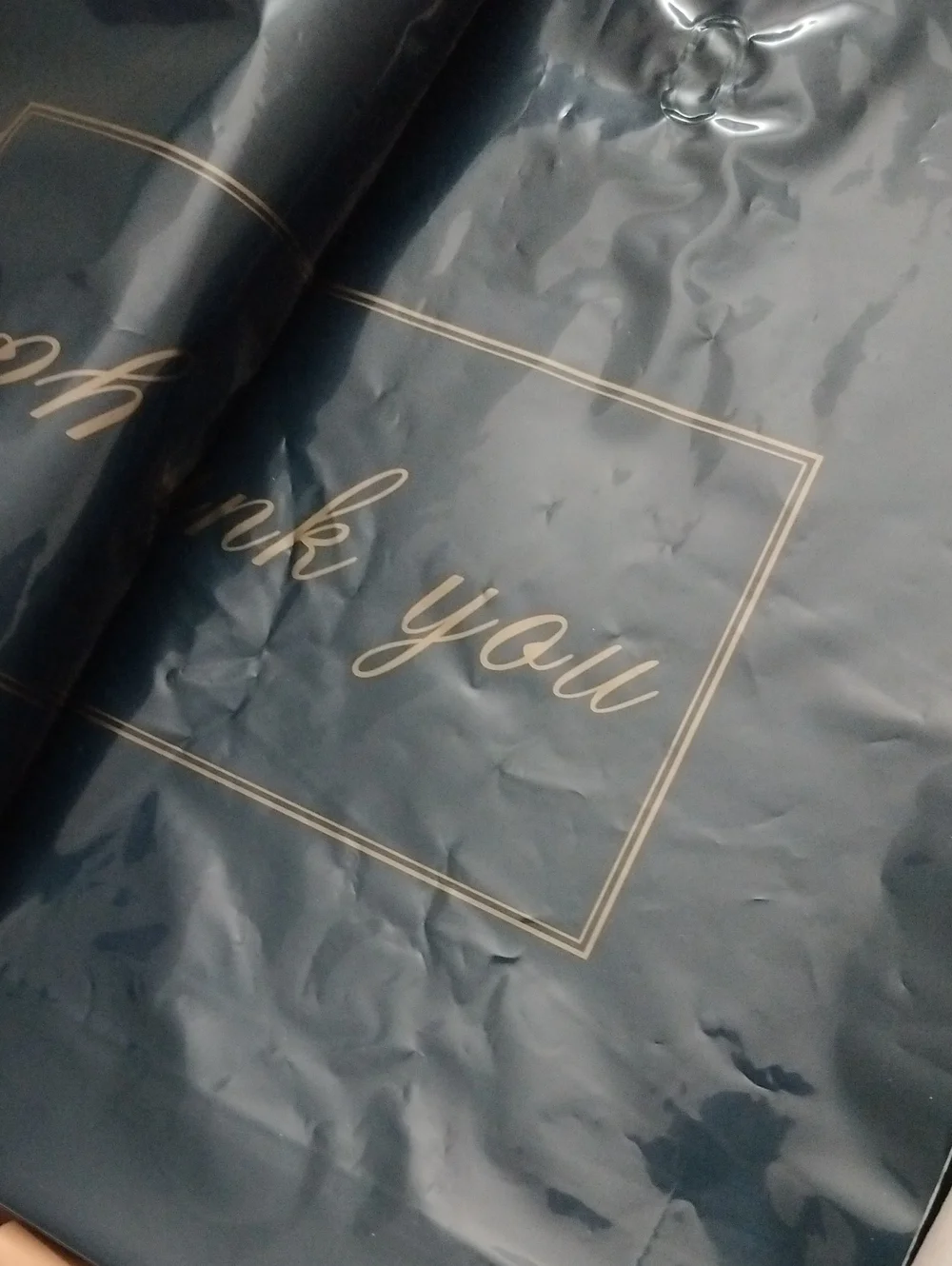 Thank You Boutique PVC Shopping Bags Party Guests Blue Gold, Bulk 40 Pcs *AS IS*